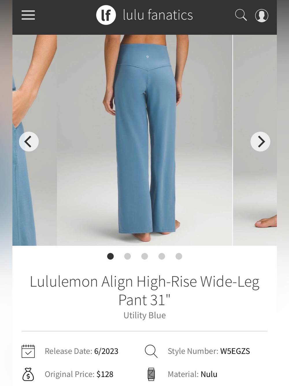 lululemon athletica Wide-Leg High-Rise Pant — Utility Blue -Used Good